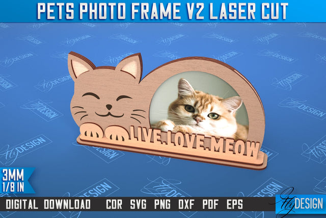 Pet Photo Frame v.2 | Home Pets | Paws Print | Best Friend | Cats and Dogs | CNC File SVG Fly Design 