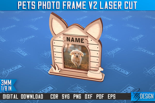 Pet Photo Frame v.2 | Home Pets | Paws Print | Best Friend | Cats and Dogs | CNC File SVG Fly Design 