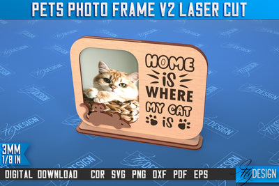 Pet Photo Frame v.2 | Home Pets | Paws Print | Best Friend | Cats and Dogs | CNC File SVG Fly Design 