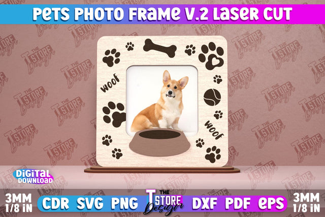 Pet Photo Frame v.2 | Home Pets | Paws Print | Best Friend | CNC File SVG The T Store Design 