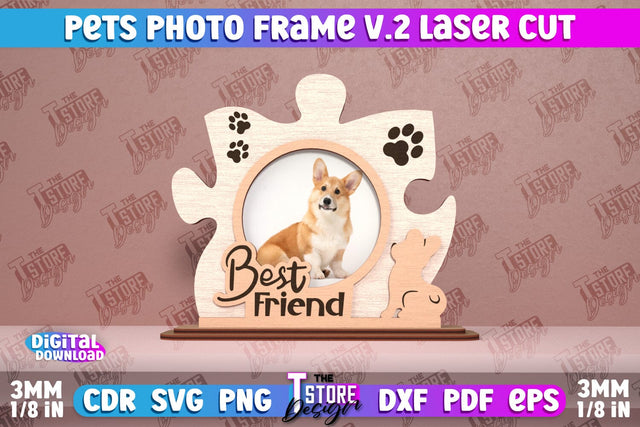 Pet Photo Frame v.2 | Home Pets | Paws Print | Best Friend | CNC File SVG The T Store Design 