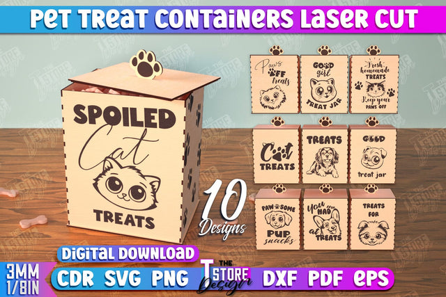 Pet Treat Containers Bundle | Feeding Accessories | Containers with Treats | CNC Files SVG The T Store Design 