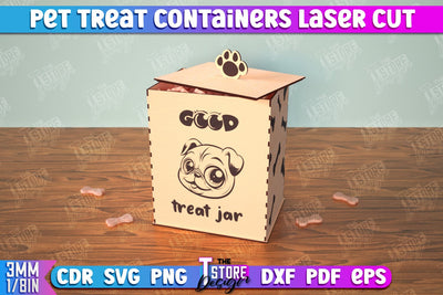 Pet Treat Containers | Feeding Accessories | Containers with Treats | CNC File SVG The T Store Design 