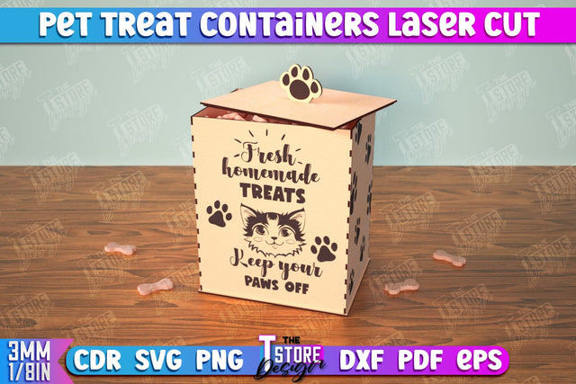 Pet Treat Containers | Feeding Accessories | Containers with Treats | CNC File SVG The T Store Design 