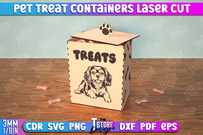 Pet Treat Containers | Feeding Accessories | Containers with Treats | CNC File SVG The T Store Design 