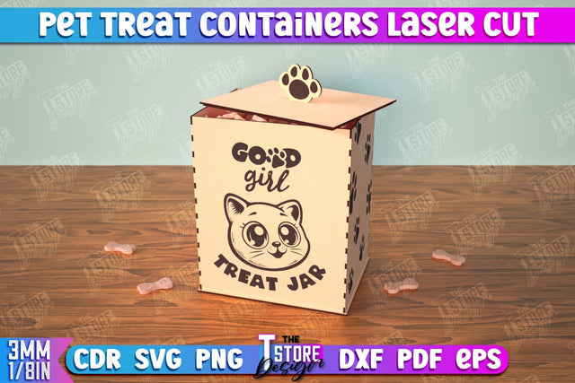 Pet Treat Containers | Feeding Accessories | Containers with Treats | CNC File SVG The T Store Design 
