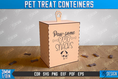 Pet Treat Containers Laser Cut Bundle, 3D Pets Food Box SVG, 3D Cat and Dog Treat Box, Feeding Accessories, Dog Treat Jar SVG Fly Design 