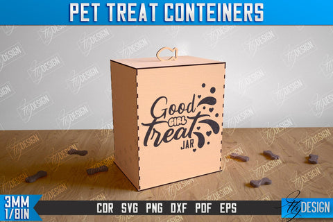 Pet Treat Containers Laser Cut Bundle, 3D Pets Food Box SVG, 3D Cat and Dog Treat Box, Feeding Accessories, Dog Treat Jar SVG Fly Design 