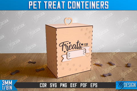 Pet Treat Containers Laser Cut Bundle, 3D Pets Food Box SVG, 3D Cat and Dog Treat Box, Feeding Accessories, Dog Treat Jar SVG Fly Design 