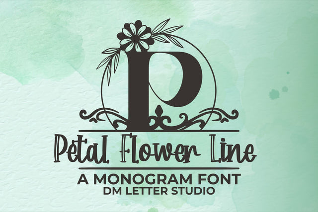 Petal Flower Line Monogram Font Dm Letter Studio 