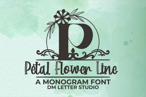 Petal Flower Line Monogram Font Dm Letter Studio 