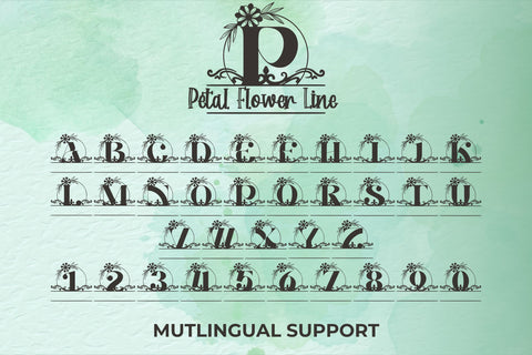 Petal Flower Line Monogram Font Dm Letter Studio 