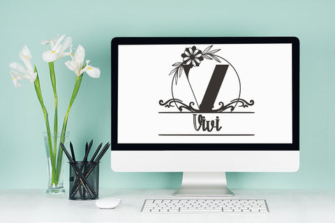 Petal Flower Line Monogram Font Dm Letter Studio 
