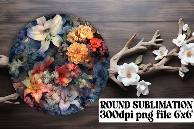 Petal Paradise Ornaments Car Coaster Sublimation Design Keychain PNG Sublimation afrosvg 