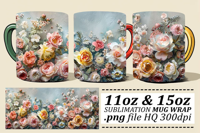 Petal Power Mug Design - Vibrant Blooms Adorning Cups Sublimation afrosvg 