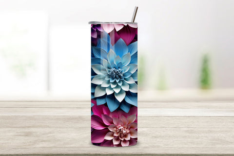 Petal Symphony Tumbler Wrap, 3D Futuristic Seamless PNG Sublimation FloridPrintables 