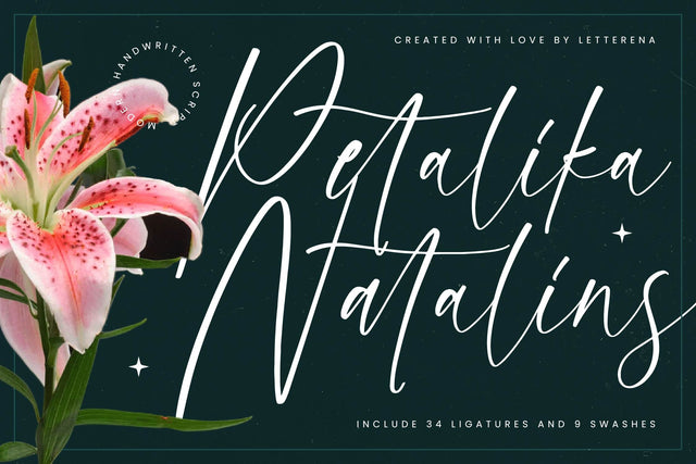 Petalika Natalins - Modern Handwritten Script Font Letterena Studios 
