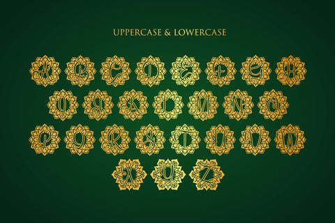 Petals Mandala Monogram Font Dm Letter Studio 