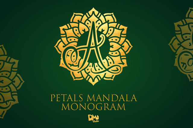 Petals Mandala Monogram Font Dm Letter Studio 