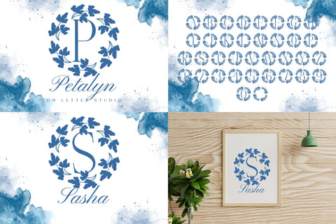 Petals & Pen Strokes – Handwritten + Wreath Monogram Bundle Font Dm Letter Studio 
