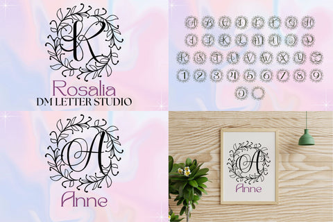Petals & Pen Strokes – Handwritten + Wreath Monogram Bundle Font Dm Letter Studio 