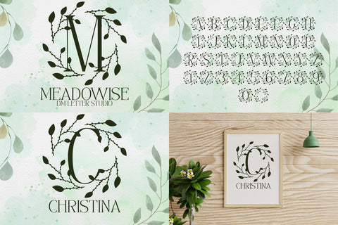 Petals & Pen Strokes – Handwritten + Wreath Monogram Bundle Font Dm Letter Studio 