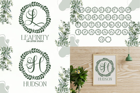 Petals & Pen Strokes – Handwritten + Wreath Monogram Bundle Font Dm Letter Studio 