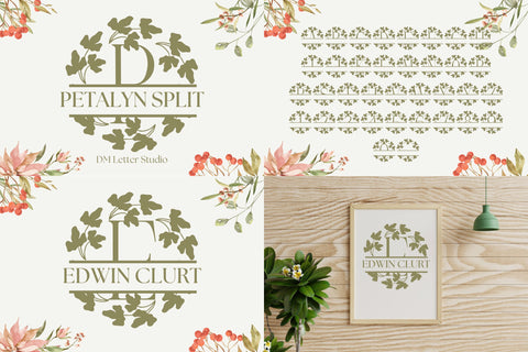Petals & Pen Strokes – Handwritten + Wreath Monogram Bundle Font Dm Letter Studio 