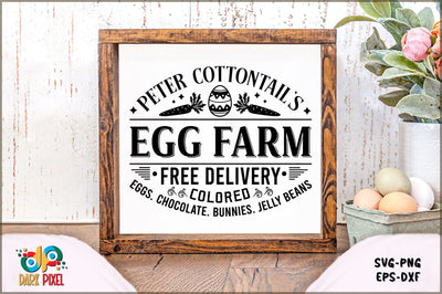 Peter Cottontail's Egg Farm free delivery colored Eggs. chocolate. bunnies. jelly beans SVG Sublimation Shetara Begum 