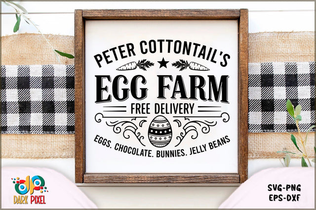 Peter Cottontail's Egg Farm free delivery colored Eggs. chocolate. bunnies. jelly beans SVG Sublimation Shetara Begum 