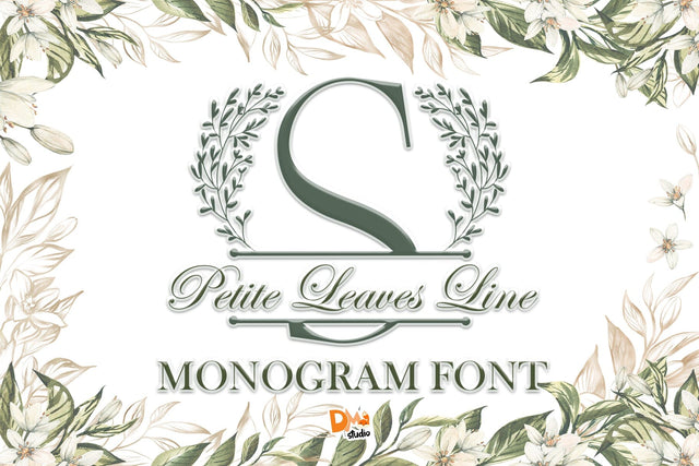 Petite Leaves Line Monogram Font Dm Letter Studio 