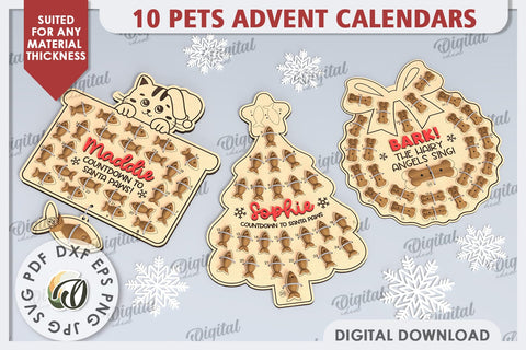 Pets Advent Calendars Laser Cut Bundle. Treats Calendars SVG SVG Evgenyia Guschina 