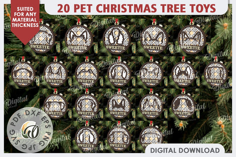 Pets Christmas Ornaments Laser Cut Bundle. Pet Tree Toys SVG SVG Evgenyia Guschina 