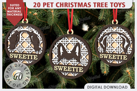 Pets Christmas Ornaments Laser Cut Bundle. Pet Tree Toys SVG SVG Evgenyia Guschina 