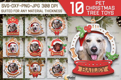 Pets Christmas Ornaments Laser Cut Bundle. Pet Tree Toys SVG SVG Evgenyia Guschina 
