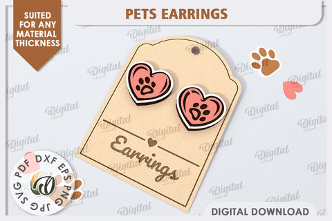 Pets Earrings Laser Cut. Animals Stud Earrings SVG SVG Evgenyia Guschina 