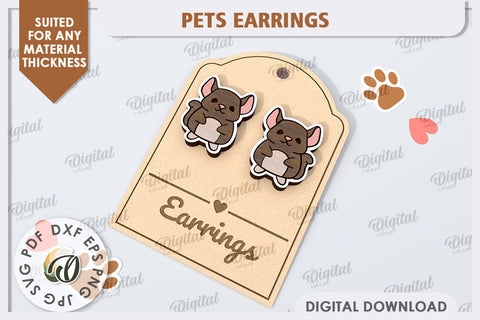 Pets Earrings Laser Cut Bundle. Animals Earrings SVG SVG Evgenyia Guschina 