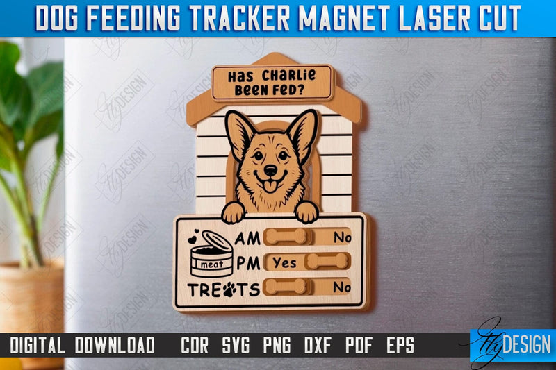 Pets Feeding Tracker Magnet Laser Cut | Reminder Magnets with Sliders | Pets SVG | CNC File SVG Fly Design 