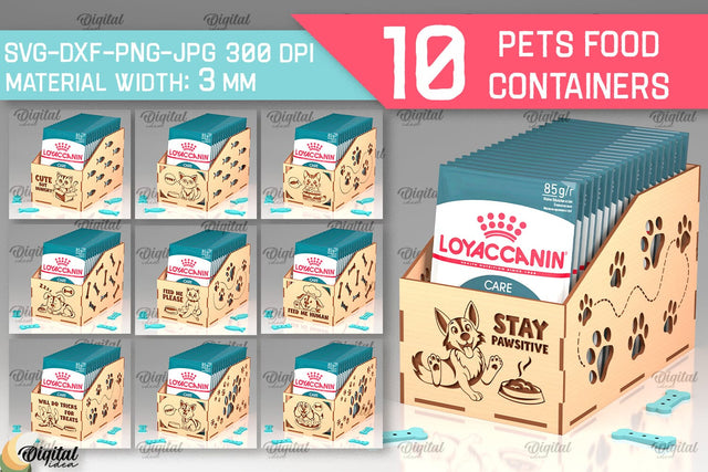 Pets Food Containers Laser Cut Bundle. Pets Food Boxes SVG SVG Evgenyia Guschina 