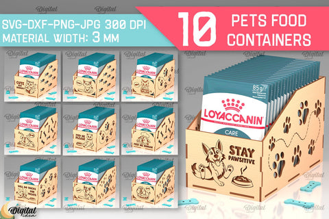 Pets Food Containers Laser Cut Bundle. Pets Food Boxes SVG SVG Evgenyia Guschina 