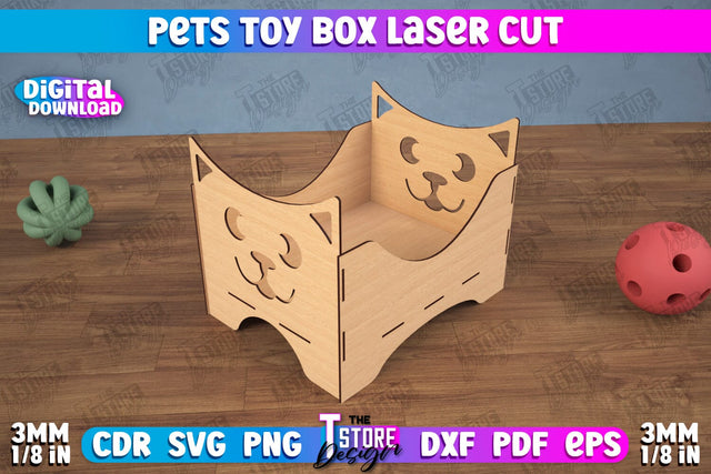 Pets Toy Box | Personalized Toy Box | Pet Toy Crate | Pets Toy Storage | CNC File SVG The T Store Design 