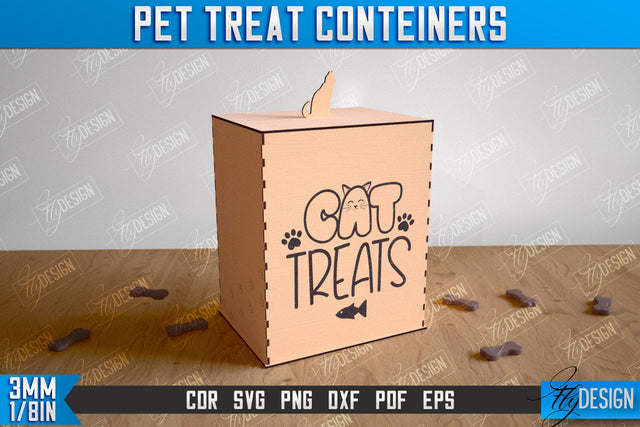 Pets Treats Boxes Laser Cut Design, Pet Food Containers SVG, Pets Food Boxes SVG SVG Fly Design 