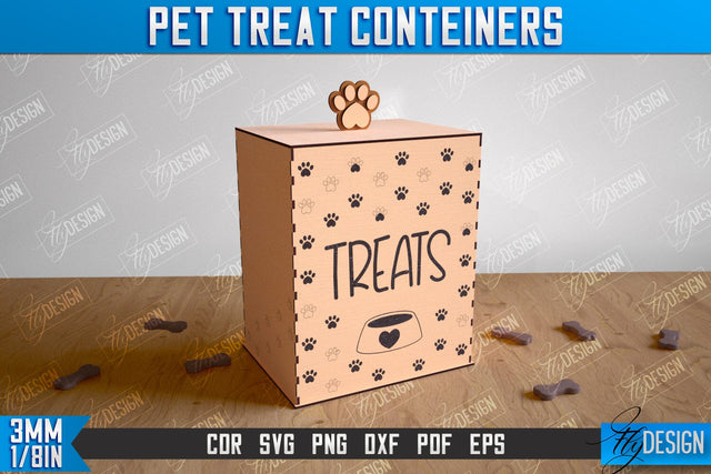 Pets Treats Boxes Laser Cut Design, Pet Food Containers SVG, Pets Food Boxes SVG SVG Fly Design 