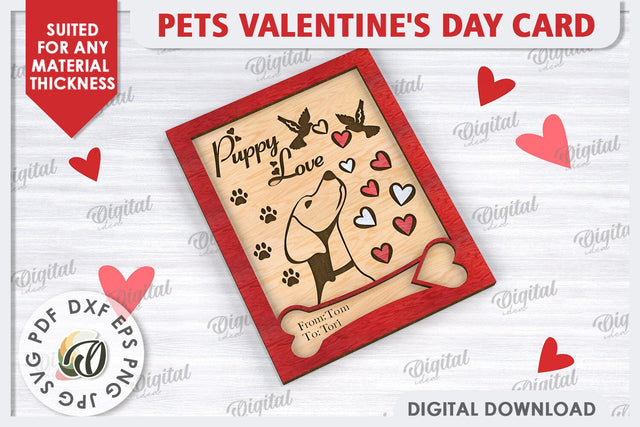 Pets Valentine's Day Card Laser Cut. Dog Greeting Card SVG SVG Evgenyia Guschina 
