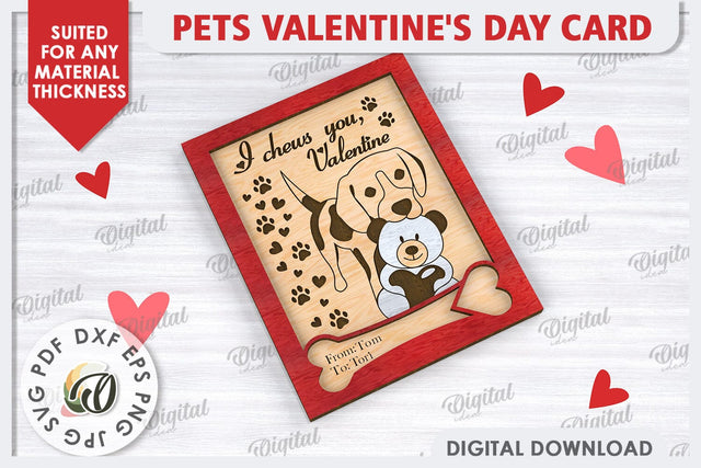 Pets Valentine's Day Card Laser Cut. Dog Greeting Card SVG SVG Evgenyia Guschina 