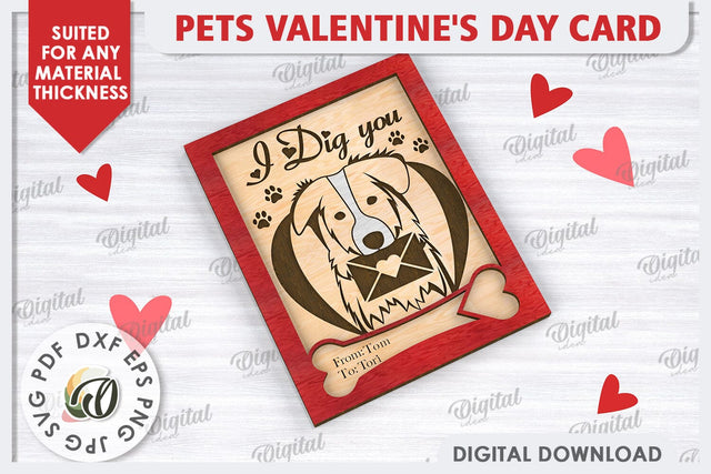 Pets Valentine's Day Card Laser Cut. Dog Greeting Card SVG SVG Evgenyia Guschina 