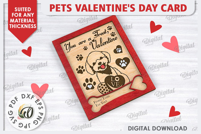 Pets Valentine's Day Card Laser Cut. Dog Greeting Card SVG SVG Evgenyia Guschina 