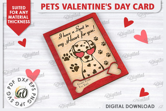 Pets Valentine's Day Card Laser Cut. Dog Greeting Card SVG SVG Evgenyia Guschina 