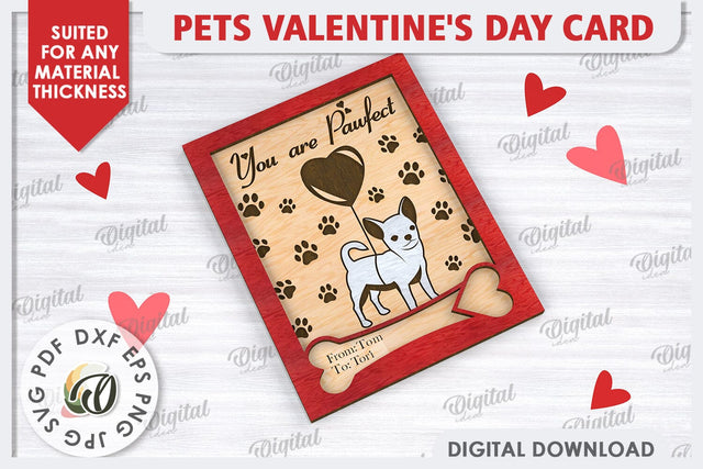Pets Valentine's Day Card Laser Cut. Dog Greeting Card SVG SVG Evgenyia Guschina 