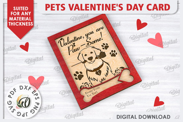 Pets Valentine's Day Card Laser Cut. Dog Greeting Card SVG SVG Evgenyia Guschina 